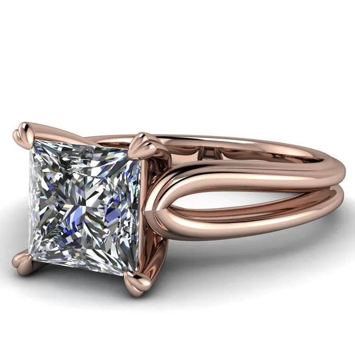 Rings Martha PrincessSquare Moissanite 4 Prong Split Shank Engagement Ring Fire Brilliance 