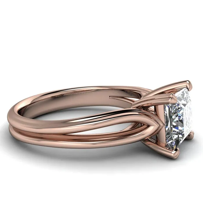 Rings Martha PrincessSquare Moissanite 4 Prong Split Shank Engagement Ring Fire Brilliance 