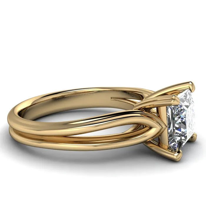 Rings Martha PrincessSquare Moissanite 4 Prong Split Shank Engagement Ring Fire Brilliance 