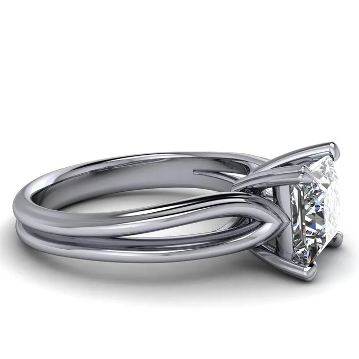 Rings Martha PrincessSquare Moissanite 4 Prong Split Shank Engagement Ring Fire Brilliance 