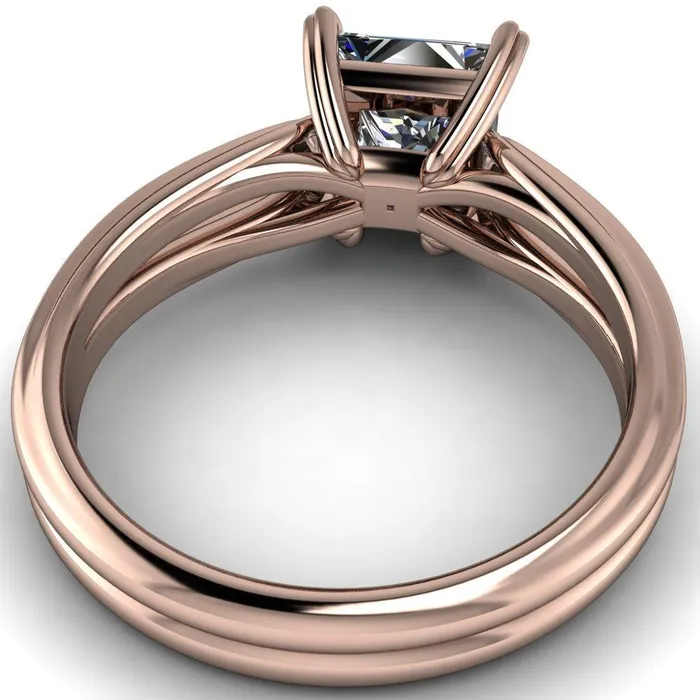 Rings Martha PrincessSquare Moissanite 4 Prong Split Shank Engagement Ring Fire Brilliance 