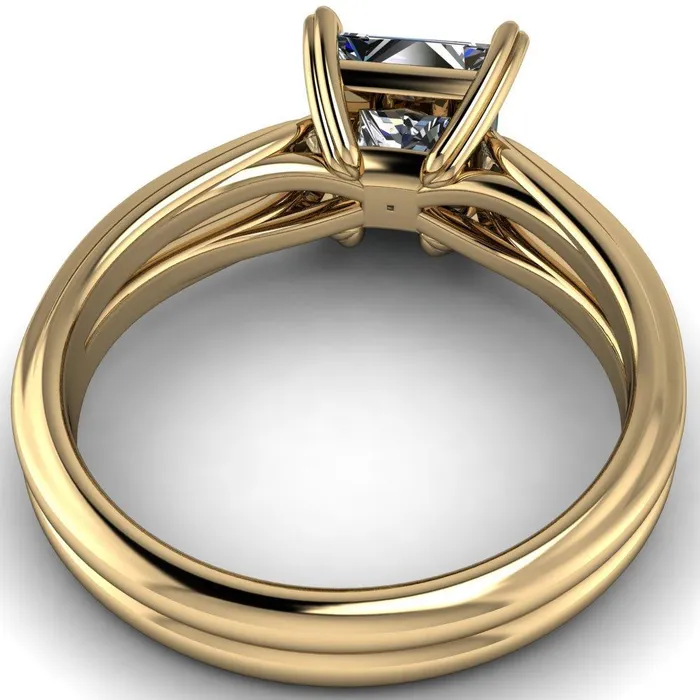 Rings Martha PrincessSquare Moissanite 4 Prong Split Shank Engagement Ring Fire Brilliance 