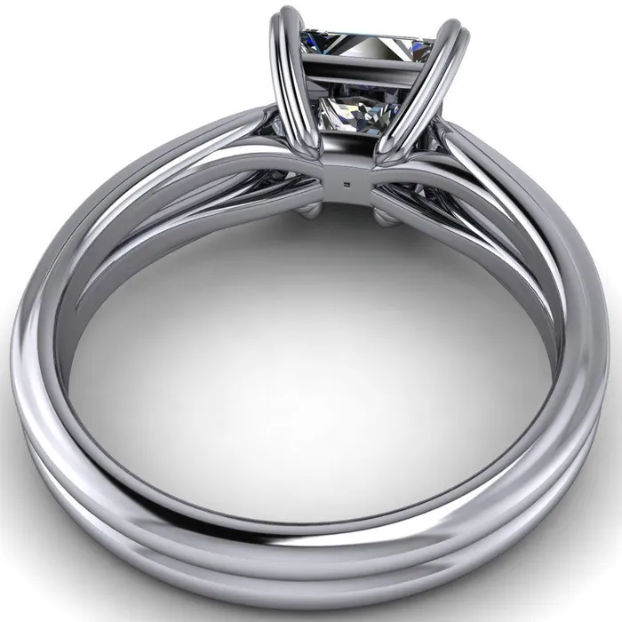Rings Martha PrincessSquare Moissanite 4 Prong Split Shank Engagement Ring Fire Brilliance 
