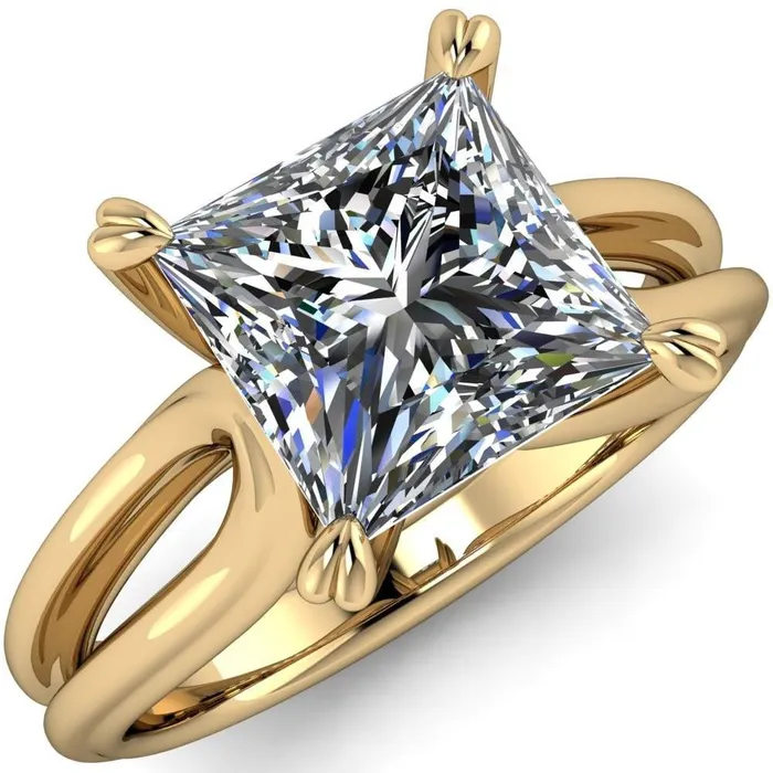 Rings Martha PrincessSquare Moissanite 4 Prong Split Shank Engagement Ring Fire Brilliance 