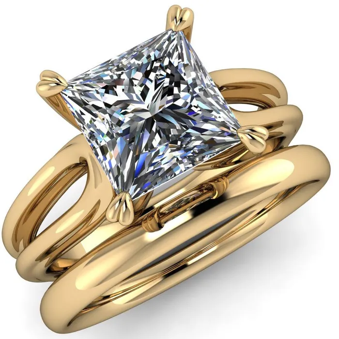 Rings Martha PrincessSquare Moissanite 4 Prong Split Shank Engagement Ring Fire Brilliance 
