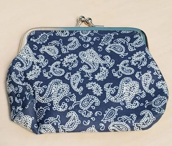 Rings POLLY G114 Denim Blue Paisley Design Clasp Coin Purse