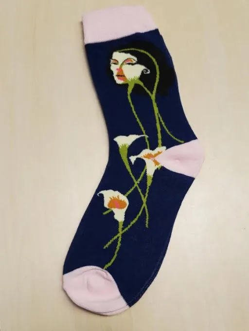 Rings POLLY SF1004 Navy Blue Face of a Flower Socks
