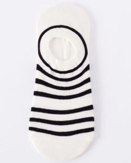 Rings POLLY SF1223 White Black Stripe Low Cut Socks