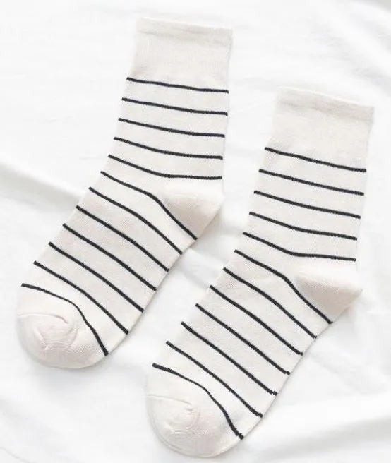 Rings POLLY SF339 Ivory Black Stripe Socks