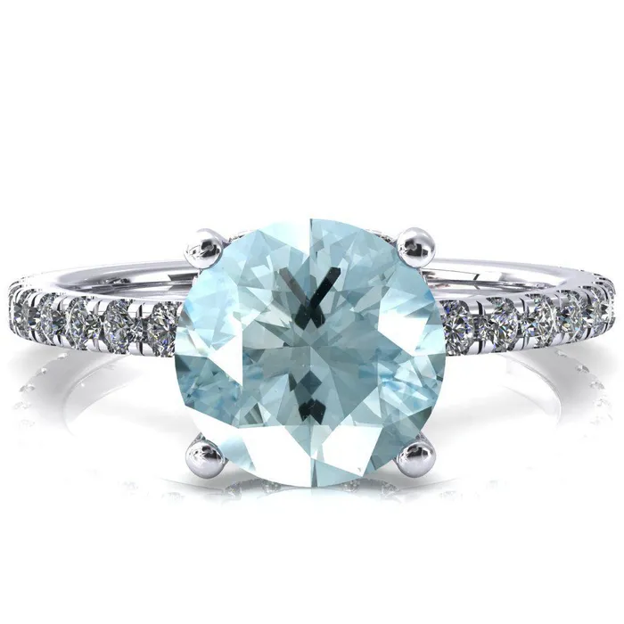 Rings Sicili Round Aqua Blue Spinel 4 Prong 34 Micro Pave Diamond Engagement Ring Fire Brilliance Rings Sicili Round Aqua Blue Spinel 4 Prong 34 Micro Pave Diamond Engagement Ring Fire Brilliance
