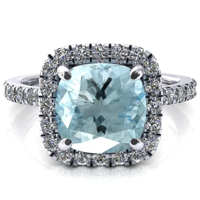 Rings Talia Cushion Aqua Blue Spinel 4 Prong Halo 58 Micropave Engagement Ring Fire Brilliance Rings Talia Cushion Aqua Blue Spinel 4 Prong Halo 58 Micropave Engagement Ring Fire Brilliance