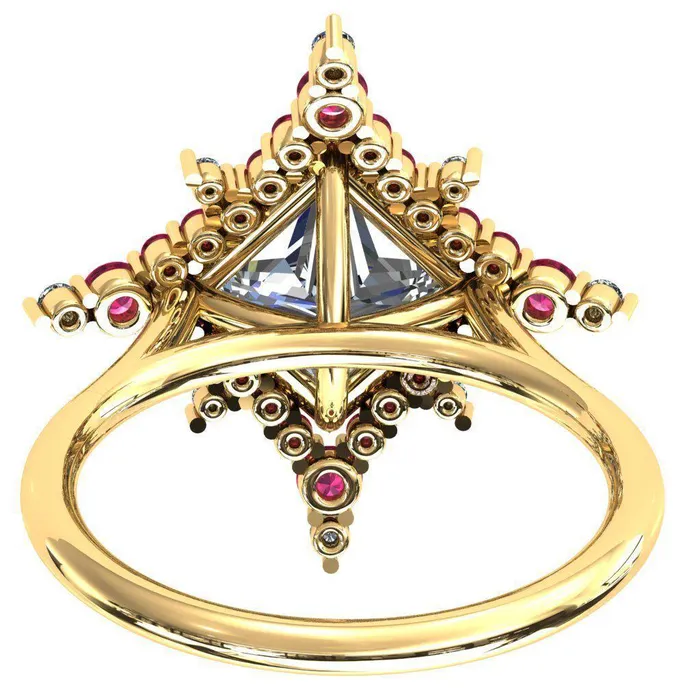 Rings Thalim PrincessSquare Moissanite 4Point Star Pink Sapphire and Diamond Halo Ring ver 2 Fire Brilliance 