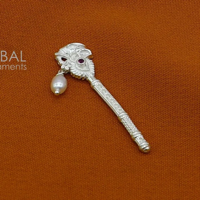 Rings TRIBAL ORNAMENTS 3cm Flute divine 925 sterling silver handmade peacock design idol Krishna flute silver bansuri laddu Gopala flute Krishna flute su1258 Rings TRIBAL ORNAMENTS 3cm Flute divine 925 sterling silver handmade peacock design idol Krishna flute silver bansuri laddu Gopala flute Krishna flute su1258