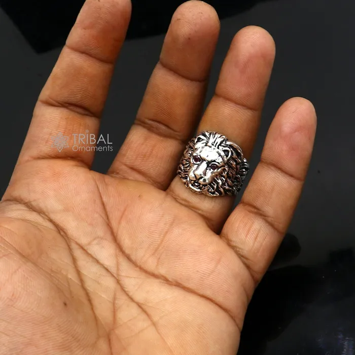 Rings TRIBAL ORNAMENTS 925 sterling silver handmade excellent lion face vintage antique stylish ring band unisex customized jewelry from Rajasthan india sr709 Rings TRIBAL ORNAMENTS 925 sterling silver handmade excellent lion face vintage antique stylish ring band unisex customized jewelry from Rajasthan india sr709