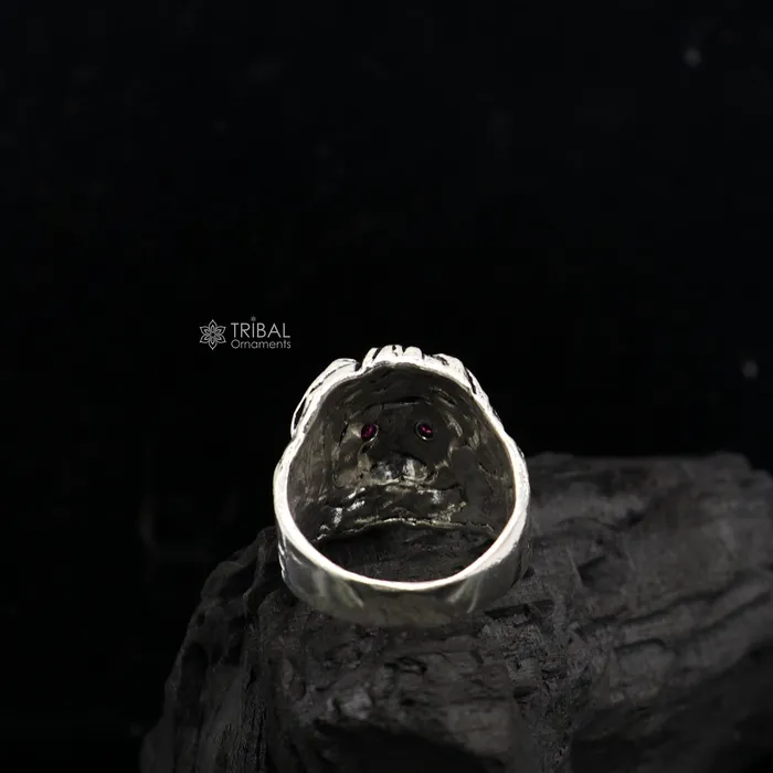Rings TRIBAL ORNAMENTS 925 sterling silver handmade excellent lion face vintage antique stylish ring band unisex customized jewelry from Rajasthan india sr709 Rings TRIBAL ORNAMENTS 925 sterling silver handmade excellent lion face vintage antique stylish ring band unisex customized jewelry from Rajasthan india sr709