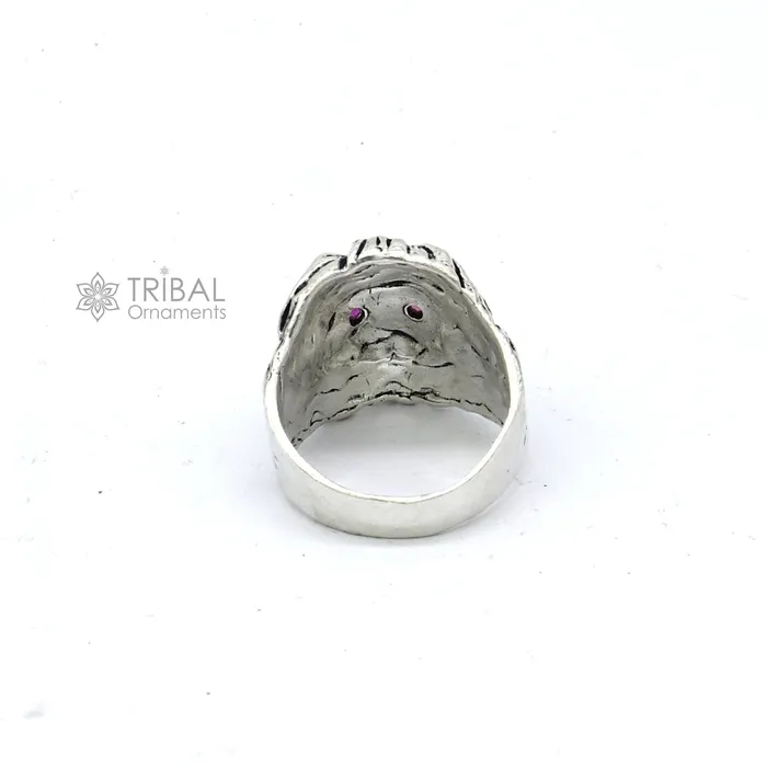 Rings TRIBAL ORNAMENTS 925 sterling silver handmade excellent lion face vintage antique stylish ring band unisex customized jewelry from Rajasthan india sr709 Rings TRIBAL ORNAMENTS 925 sterling silver handmade excellent lion face vintage antique stylish ring band unisex customized jewelry from Rajasthan india sr709