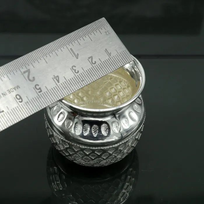 Rings TRIBAL ORNAMENTS 925 sterling silver handmade gorgeous kalash or pot unique special silver puja article water or milk kalas pot from india sv159