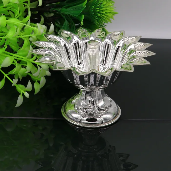 Rings TRIBAL ORNAMENTS 999 pure silver handmade elegant oil lamp silver home temple utensils silver diya deepak silver vessels silver art decorative art su172