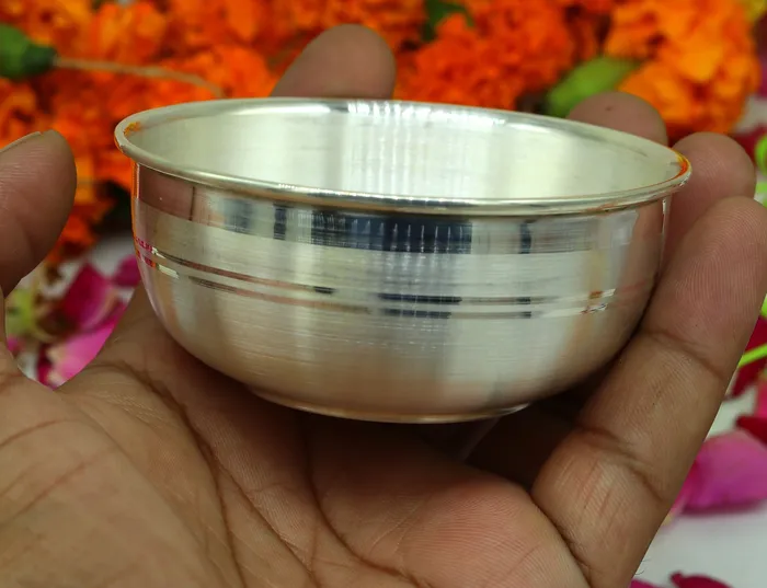 Rings TRIBAL ORNAMENTS 999 pure sterling silver handmade solid silver bowl kitchen utensils vessels silver has antibacterial properties keep stay healthy sv53