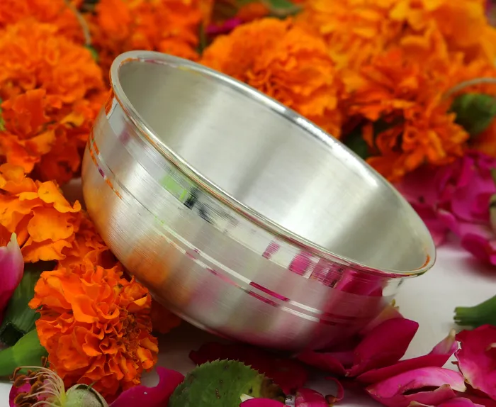 Rings TRIBAL ORNAMENTS 999 pure sterling silver handmade solid silver bowl kitchen utensils vessels silver has antibacterial properties keep stay healthy sv53
