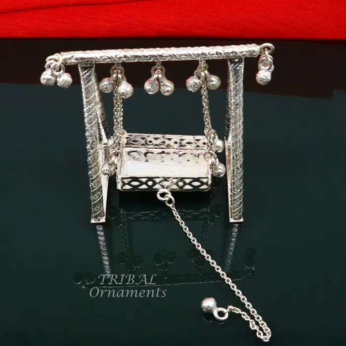 Rings TRIBAL ORNAMENTS Handcrafted Sterling silver Laddu Gopala jhula Radha Krishna swing krishan palana silver jhula laddu gopal swing silver art su823