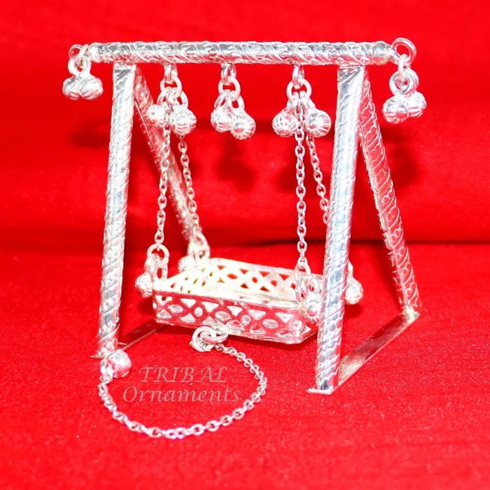 Rings TRIBAL ORNAMENTS Handcrafted Sterling silver Laddu Gopala jhula Radha Krishna swing krishan palana silver jhula laddu gopal swing silver art su823