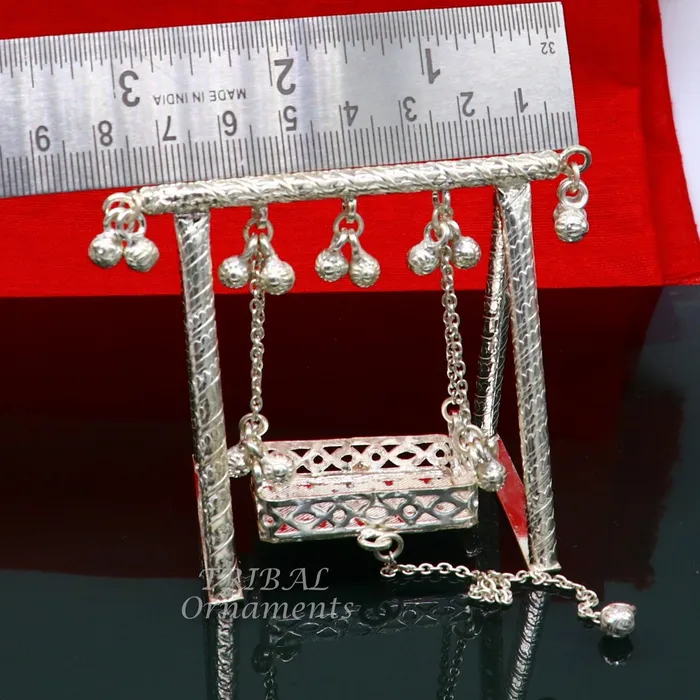 Rings TRIBAL ORNAMENTS Handcrafted Sterling silver Laddu Gopala jhula Radha Krishna swing krishan palana silver jhula laddu gopal swing silver art su823