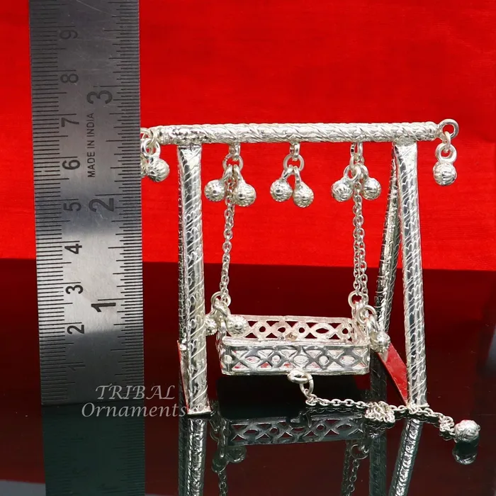 Rings TRIBAL ORNAMENTS Handcrafted Sterling silver Laddu Gopala jhula Radha Krishna swing krishan palana silver jhula laddu gopal swing silver art su823