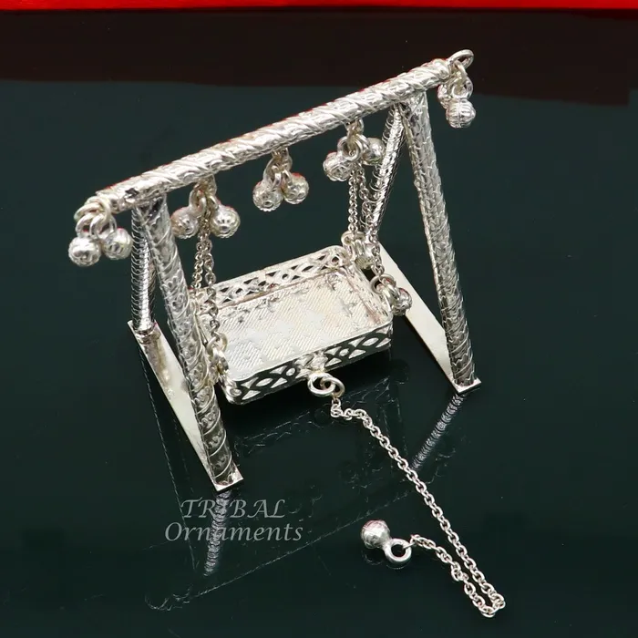 Rings TRIBAL ORNAMENTS Handcrafted Sterling silver Laddu Gopala jhula Radha Krishna swing krishan palana silver jhula laddu gopal swing silver art su823