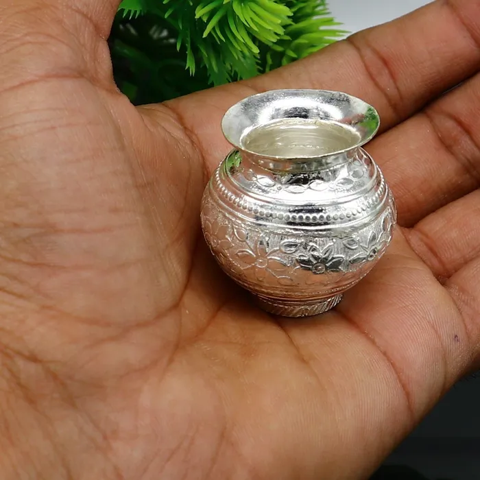 Rings TRIBAL ORNAMENTS Solid sterling silver handmade plain small Kalash or pot unique special silver puja article water or milk shiva kalash pot india su349 Rings TRIBAL ORNAMENTS Solid sterling silver handmade plain small Kalash or pot unique special silver puja article water or milk shiva kalash pot india su349