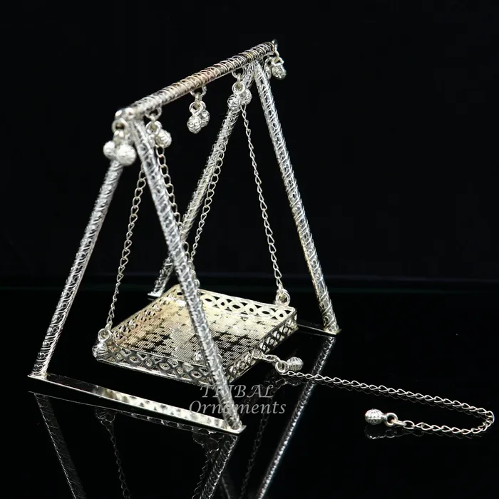 Rings TRIBAL ORNAMENTS Sterling silver handmade Bal Gopala jhula little Krishna swing child krishan palana silver jhula laddu gopal jhula silver art su815