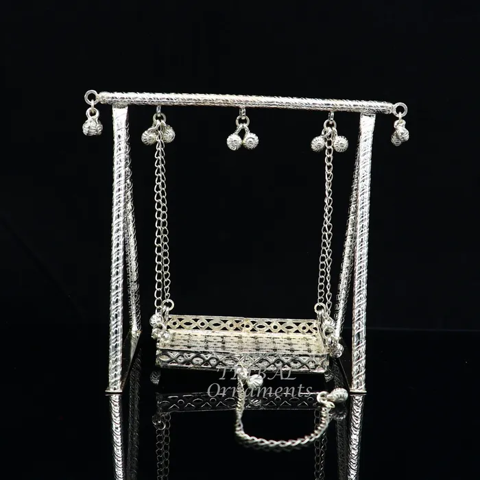 Rings TRIBAL ORNAMENTS Sterling silver handmade Bal Gopala jhula little Krishna swing child krishan palana silver jhula laddu gopal jhula silver art su815