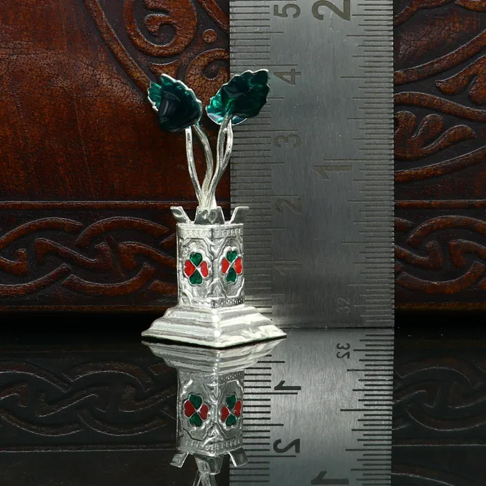 Rings TRIBAL ORNAMENTS Unique 925 sterling silver handmade mini tulsi plant basil rosary plant puja temple article customized silver utensils article art su221