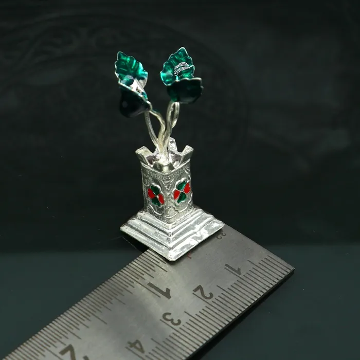 Rings TRIBAL ORNAMENTS Unique 925 sterling silver handmade mini tulsi plant basil rosary plant puja temple article customized silver utensils article art su221