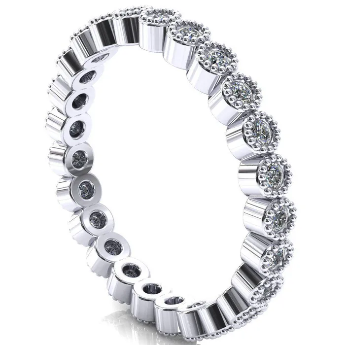 Rings Zinnia Round Center Stone 6 Prongs Milgrain Halo Accent Amethyst Ring Fire Brilliance 