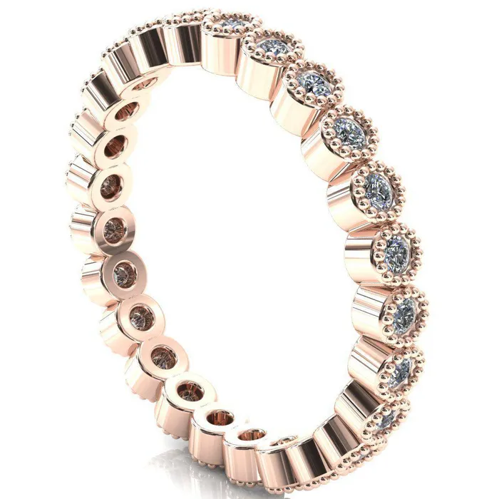 Rings Zinnia Round Center Stone 6 Prongs Milgrain Halo Accent Amethyst Ring Fire Brilliance 
