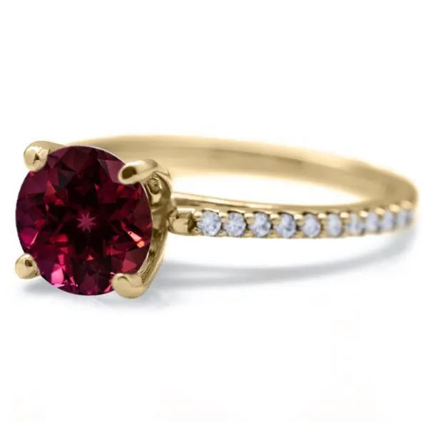 Round Ruby 4 Prongs Diamond Accent Ice Cathedral Solitaire Ring Fire Brilliance Rings