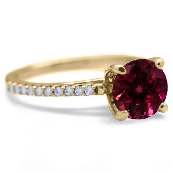 Round Ruby 4 Prongs Diamond Accent Ice Cathedral Solitaire Ring Fire Brilliance Rings