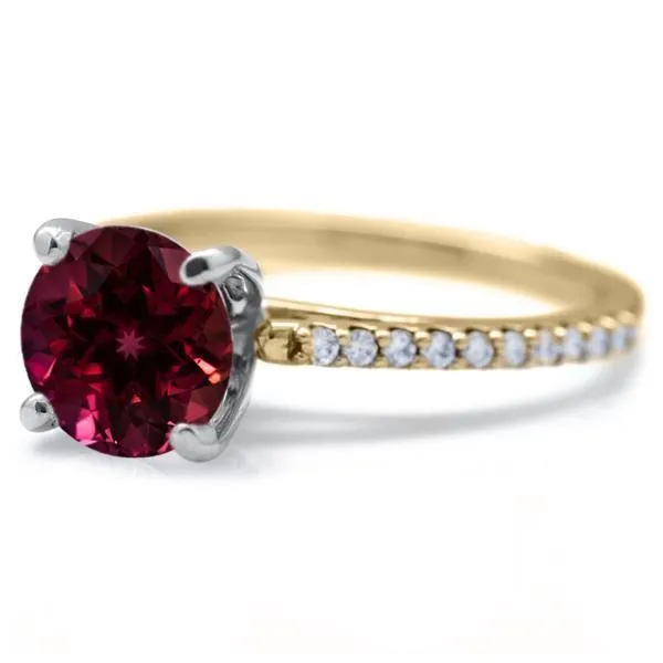 Round Ruby 4 Prongs Diamond Accent Ice Cathedral Solitaire Ring Fire Brilliance Rings