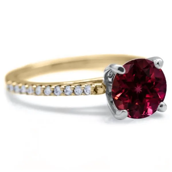 Round Ruby 4 Prongs Diamond Accent Ice Cathedral Solitaire Ring Fire Brilliance Rings