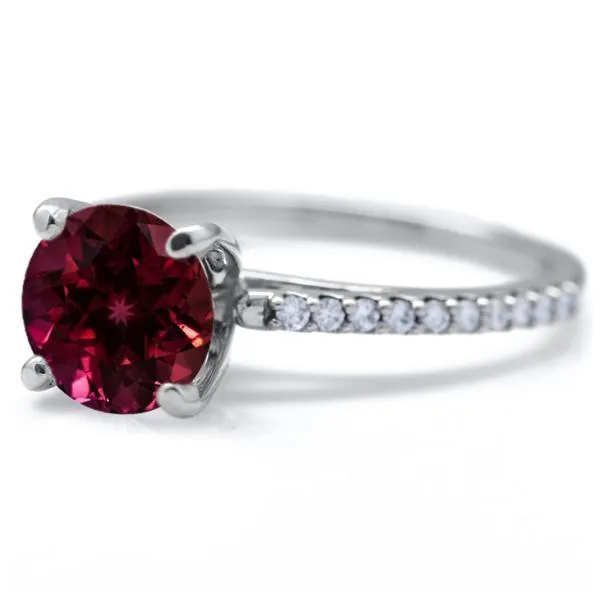 Round Ruby 4 Prongs Diamond Accent Ice Cathedral Solitaire Ring Fire Brilliance Rings