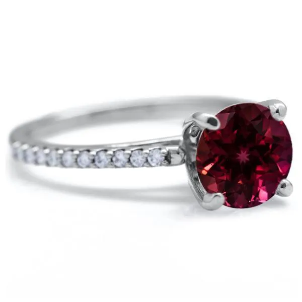 Round Ruby 4 Prongs Diamond Accent Ice Cathedral Solitaire Ring Fire Brilliance Rings
