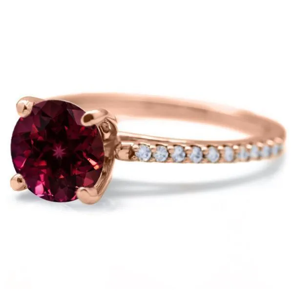 Round Ruby 4 Prongs Diamond Accent Ice Cathedral Solitaire Ring Fire Brilliance Rings