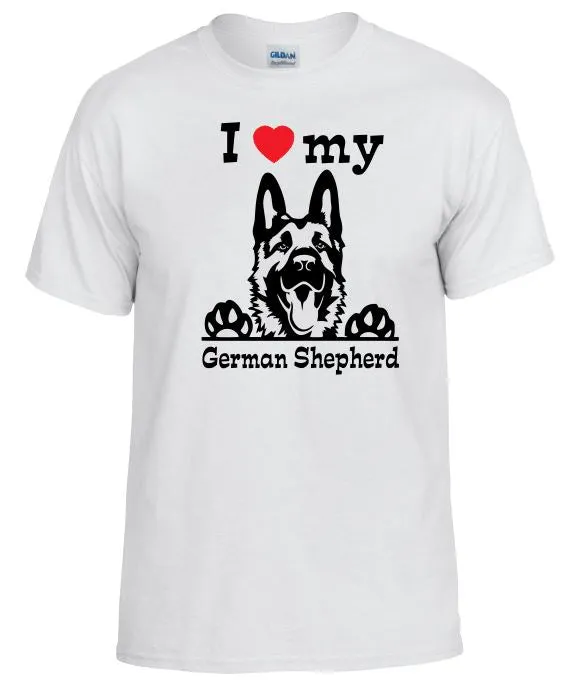 Sand Dollar Sales TS40 I Love My German Shepherd White TShirt Rings