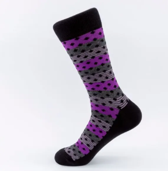 SF390 Purple Gray Stripes Design Socks POLLY Rings