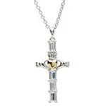 Shanore Necklaces PlatinumWare Claddagh White Stone Pendant