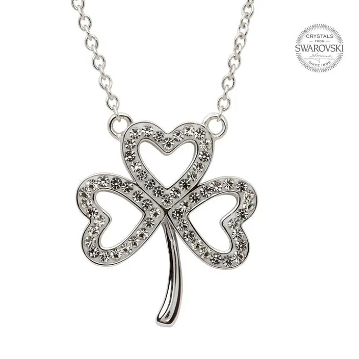Shanore Necklaces White Crystal Shamrock Necklace