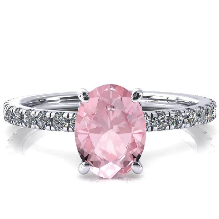 Sicili Oval Pink Sapphire 4 Prong 34 Micro Pave Diamond Engagement Ring Fire Brilliance Rings Sicili Oval Pink Sapphire 4 Prong 34 Micro Pave Diamond Engagement Ring Fire Brilliance Rings