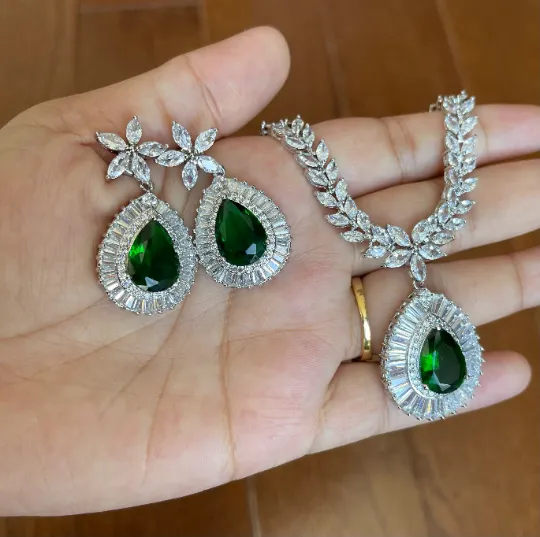 Silver Zirconia Bridal Necklace Set Jewelvers Necklaces