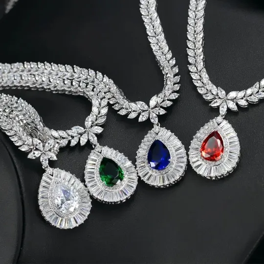 Silver Zirconia Bridal Necklace Set Jewelvers Necklaces Silver Zirconia Bridal Necklace Set Jewelvers Necklaces